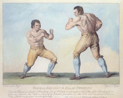 Nyrkkeilyottelu Thomas Johnsonin ja Isaac Perrinsin välillä, kaiverrus T. Grozer, 1789 tekijältä Conrad Martin Metz